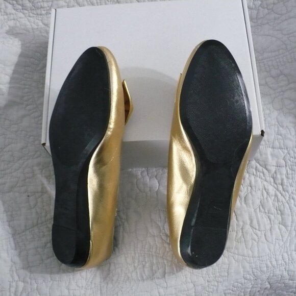 EUC-Tictactoes Gold Metallic Leather Flats with Bows- Size 13W - Picture 6 of 6
